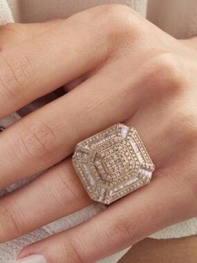 Natural Champagne Diamond 1.50 ctw Ring Rose Gold Over Sterling Silver Sz 7 NWT